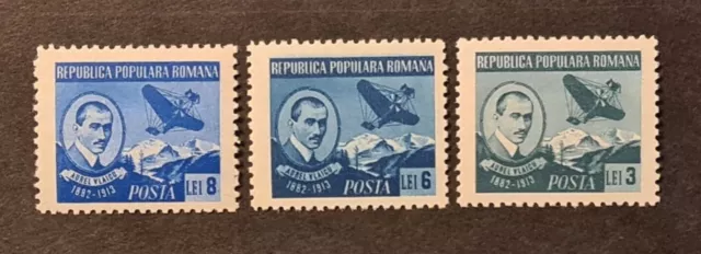 ROMANIA 1950 VF MNH OG SET AVIATION PIONEERS PLANE VLAICU AIRMAIL fresh stamps