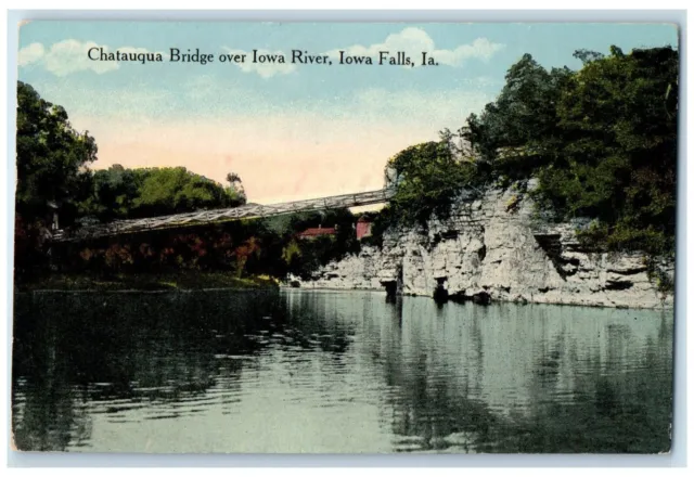c1910's Chatauqua Bridge Over Iowa River Iowa Falls Iowa IA Antique Postcard