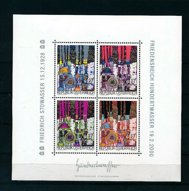 Österreich, Friedensreich Hundertwasser-Block 2000, postfrisch (M3)