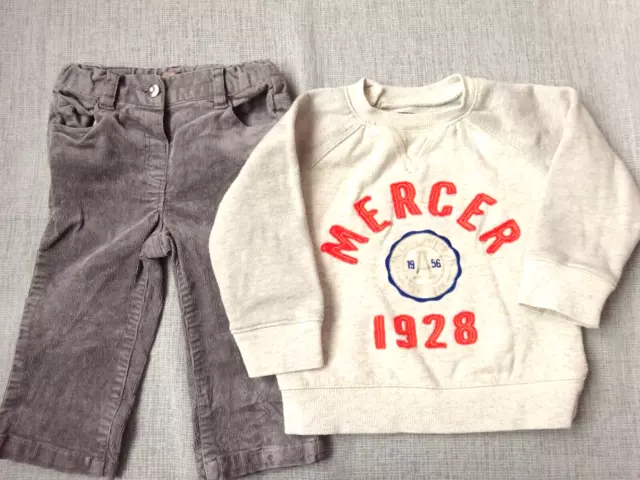 Lot Vêtements bébé garçon pantalon velours et sweat Bout'chou et H&m 12 mois