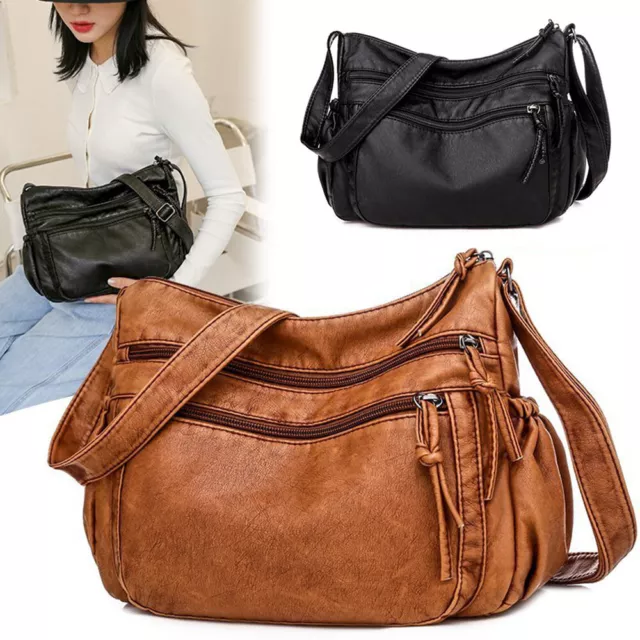 Mujer Vintage Bolso de Mano Bolso Hobo Cuero Sintético Crossbady Hombro Mone <