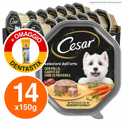 Cesar Selezioni dell'Orto Cibo per Cani con Pollo Carote - 14 Vaschette da 150g