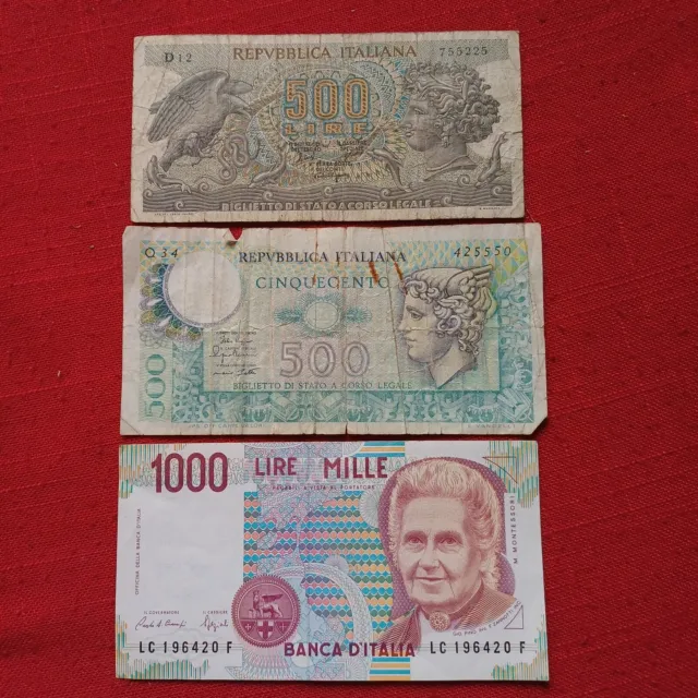 Banconote Repubblica Italiana Bassa Conservazione 500 Lire + 100 Lire Lotto B 89