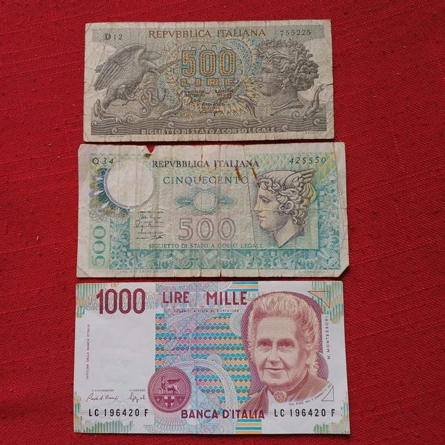 Banconote Repubblica Italiana Bassa Conservazione 500 Lire + 100 Lire Lotto B 89
