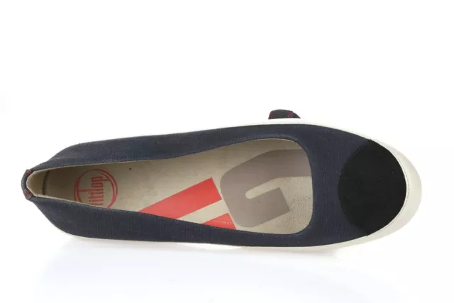 FitFlop Due Women Supernavy Denim Blue Black Canvas Slip On Ballet Flats Size 41