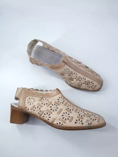 Dorndorf size 5 (38) camel tan brown leather block heel slingback vintage sandal