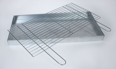 Ceneri riquadro 80x60cm CON GRIGLIA GRILL 4mm GUSCIO ruggine CAMINO BBQ GRIGLIA GRILL NUOVO 
