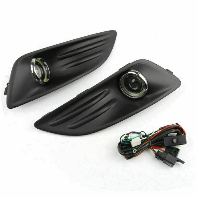 Fiesta Front Bumper Fog Light Cover Grille+Angel eyes Lamp Kit For Ford 13-15 SA