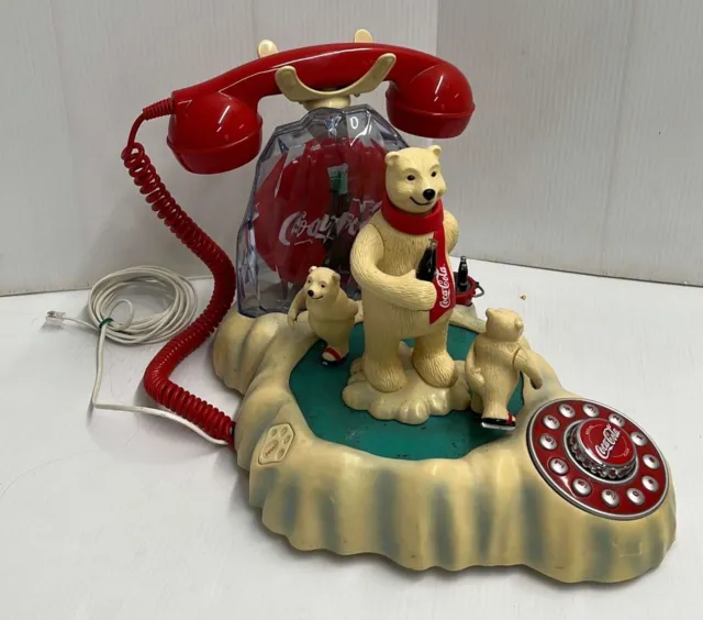 Vintage Coca Cola Polar Bear Phone Novelty Landline Dialup Telephone Animated