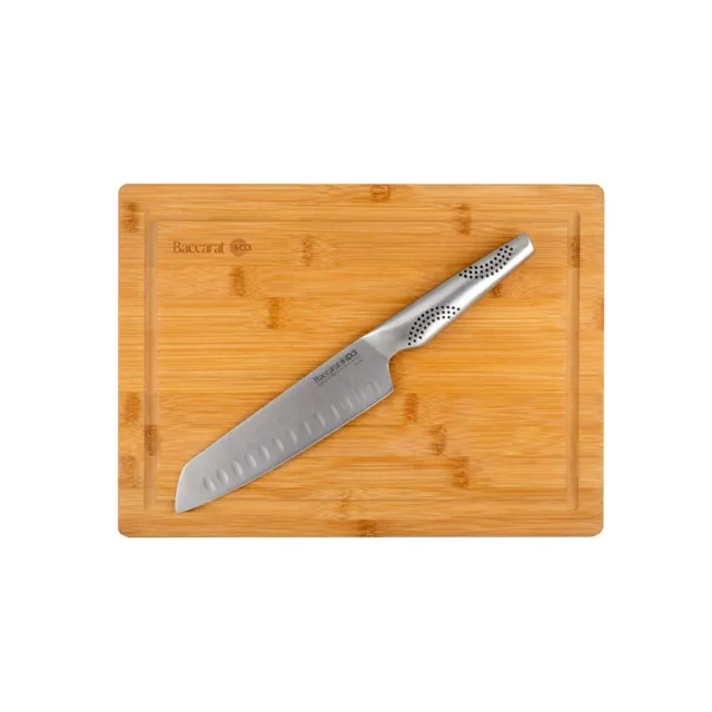 Baccarat iD3 Santoku Knife & Bamboo Chopping Board Set Brand New