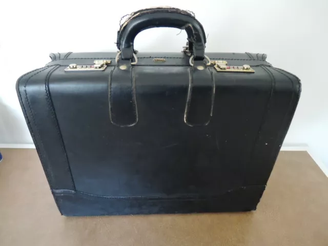 Vintage Futura Black Leather Attache Briefcase