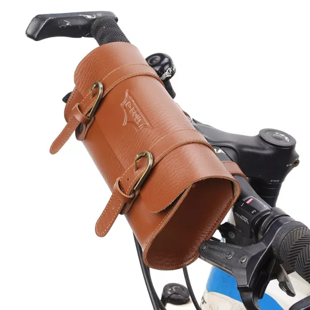 Bike Bag, PU Leather Classic Retro Bicycle Bag Bike Rack Bag Storage Tool