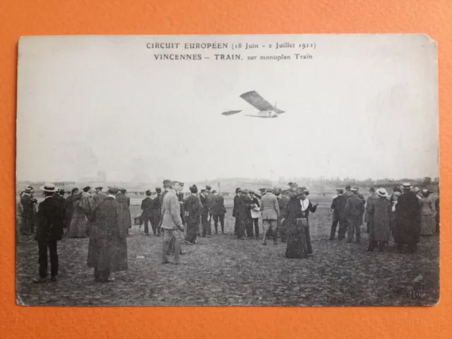 cpa AVIATION 94 - VINCENNES Le Pilote Emile TRAIN en 1911 sur MONOPLAN TRAIN