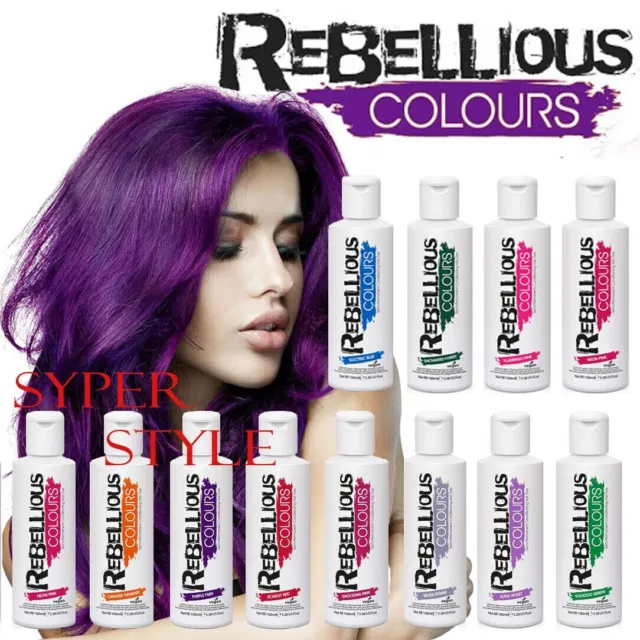 Rebellious Colours Semi-Permanent Hair Dye Vegan Hair Colour 100ml Free P&P
