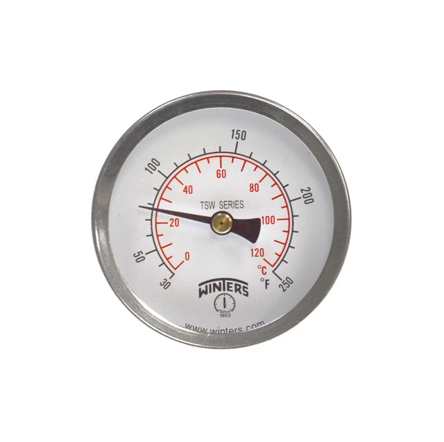 Winters TSW174 Hot Water Thermometer, 2.5" Dial, 30-250°F