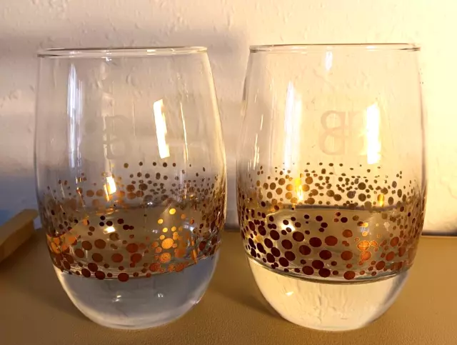 BB Bailey’s Irish Cream Bar Glasses Heavy With Gold Dots Confetti (Set of 2)