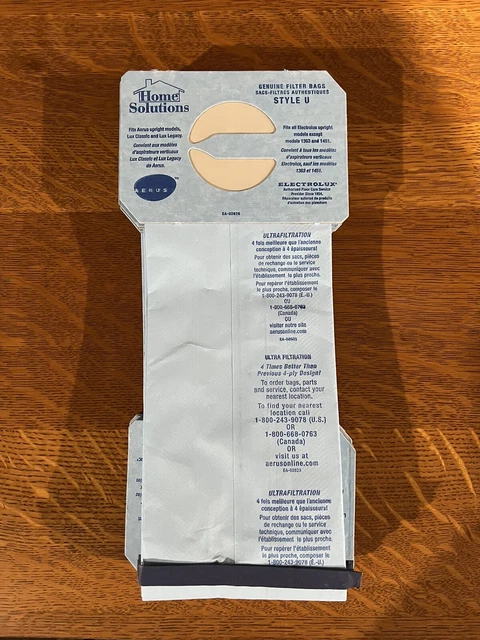 Electrolux Home Solutions Style U Vacuum Bags / 12 Genuine Bags Electrolux Home Solutions Style U Vacuum Bags / 12 Genuine Bags