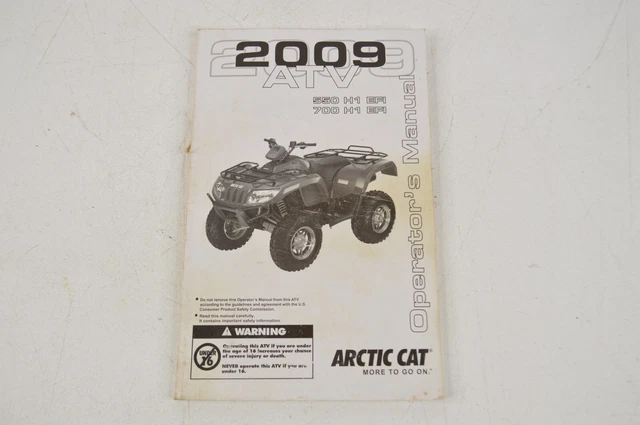 2009 Arctic Cat 550 700 H1 EFI ATV 4 Wheeler Owners Manual Spec Maintenance Book
