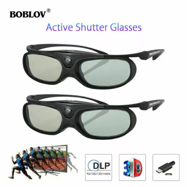 2x 3D Active Shutter Brille DLP-Link Glasses für Acer BenQ Optoma Home Projektor
