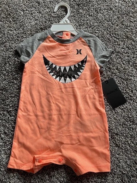 Hurley Baby Infant Boys Shark Romper Coverall One Piece 9 Months New