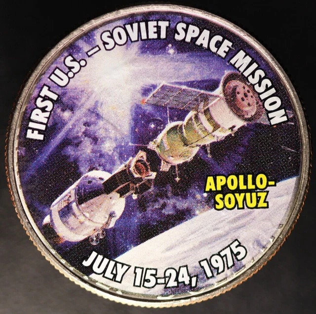 APOLLO SOYUZ-U.S./SOVIET 1ST Mission-Colorized Kennedy Half Dollar- Lot ...