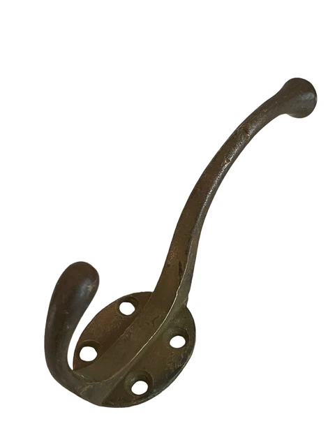 Antique Victorian Double Hat Coat Hook Brass Bronze Vintage Original  CH/13