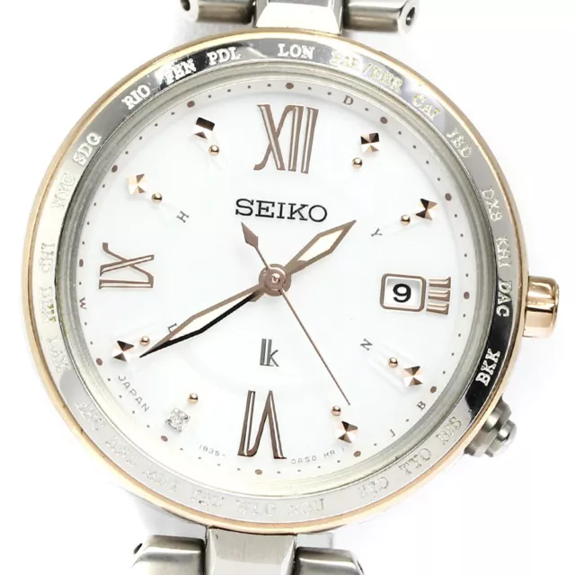 SEIKO Lukia SSQV056 Date white Dial Solar Powered Radio Ladies Watch_756265