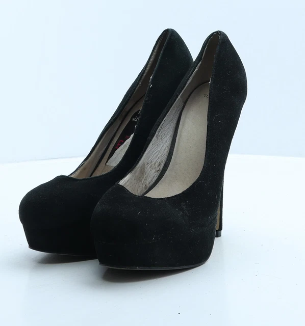 TOPSHOP WOMENS BLACK Suede Platform Heel UK 7 EU 40 12.50