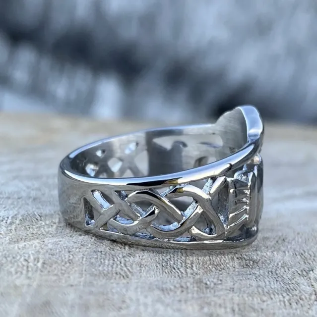 Stainless Steel Mens Celtic Irish Claddagh Wedding Band Ring Size 6-15