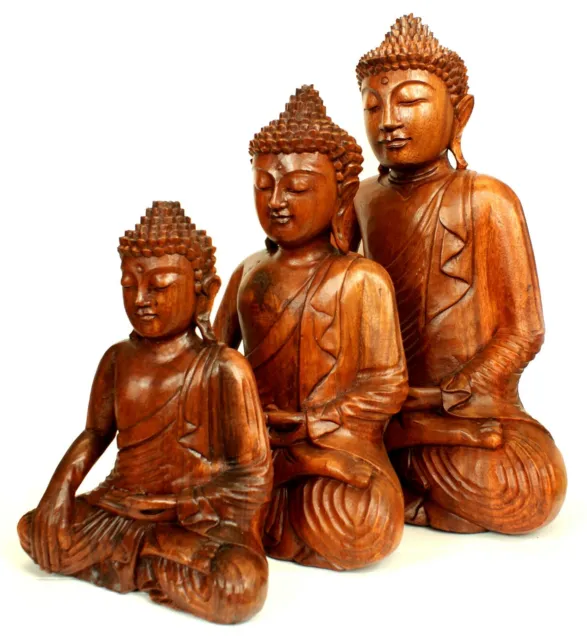 Wooden Bhumisparsha Mudra Buddha Statue Sculpture Hand Carved