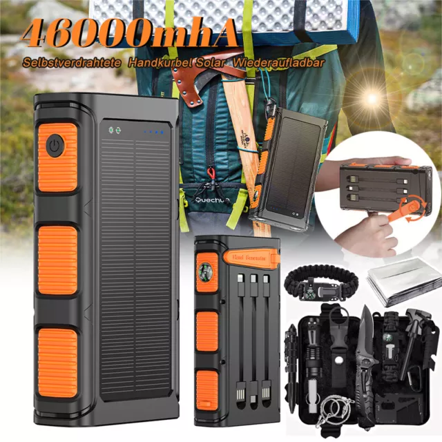 Außen Notfall Survival Kit 12in1 Gear Outdoor Camping Handkurbel Solar Powerbank