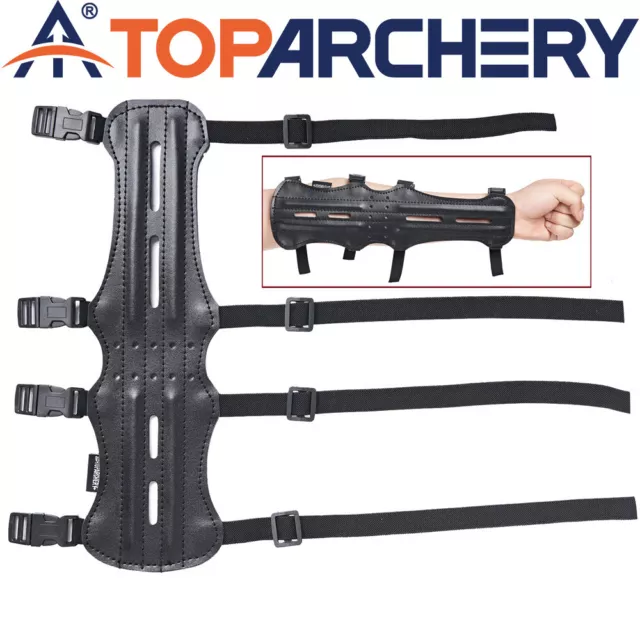 Archery Hunting Target Arm Guard 4 Straps Forearm Protect Gear for Adults/Youth