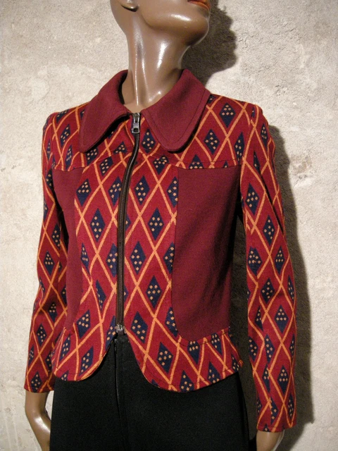 Veste Blouson 70s Skaï Vinyl Rouge - Taille 36/38 - Vrai Vintage Années 70