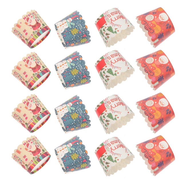 Tazas de muffin de Navidad taza de muffins de vacaciones Santa tazas de hornear pastel 200 piezas