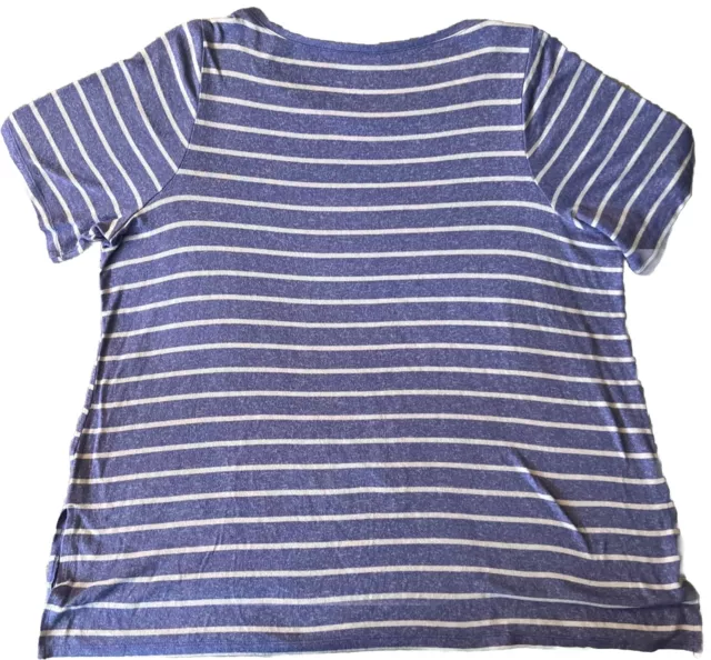 Lane Bryant 26/28 Blue Extreme High Low Boat Neck Striped Tee Width 26 Length 28 2