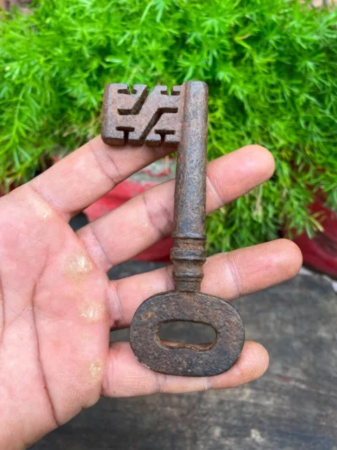 1700's Old Rare Iron Hand Forged Antique Lock Key