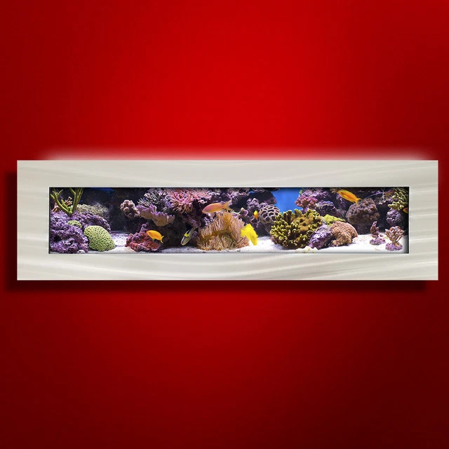 New! Original Aussie Aquarium -Panoramic Brushed Aluminum Wall Mounted Fish Tank