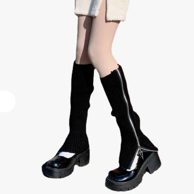 2 Paires Femme Tricot Côtelé Jambières Hauteur Genou Hiver Thermique Chaussettes