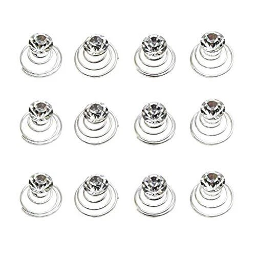 canjoyn 24 Pcs Bridal Gem Spin Hair Pins Swirl Hair Twists Coils Wedding