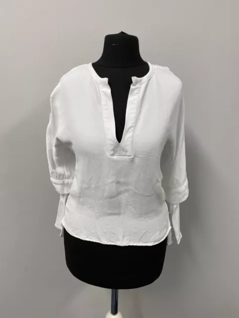 Zara Manches Longues Femmes Chemise Blouse Haut Gr. S Luxe Noble T-Shirt 11882