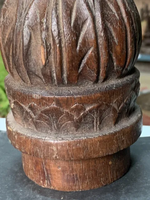 1800's Antique Old Hand Carved Wooden Indian Architectural Stairs Finial Top 3