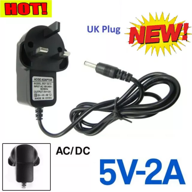 Plug Black 5V 2A Volt Main Power Supply AC/DC Adapter 3 Pin Charger