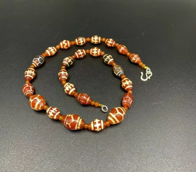 Antique Etch Carnelian Beads Necklace Mala