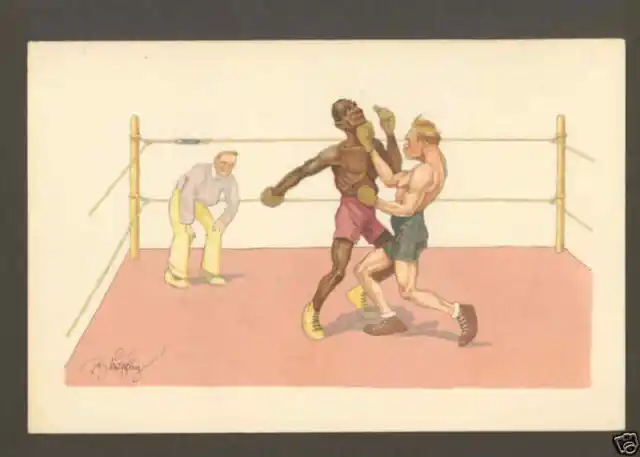 Mixed Race Boxing Match,Negro,Schonpflug,Sport Postcard 2