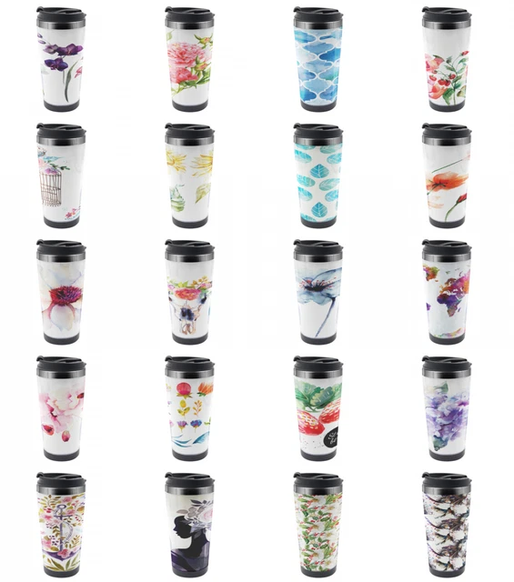 Ambesonne Watercolor Art Travel Mug Steel Thermal Cup 16 oz