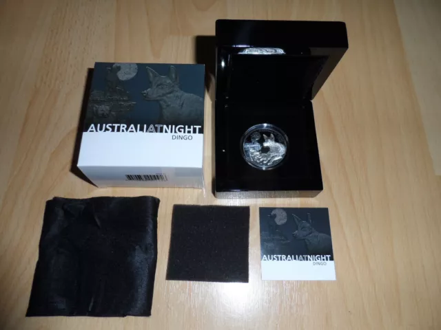 Niue 2021 $1 1oz Silber Australien bei Nacht Dingo Black Proof PP Aufl.  1000 Ex