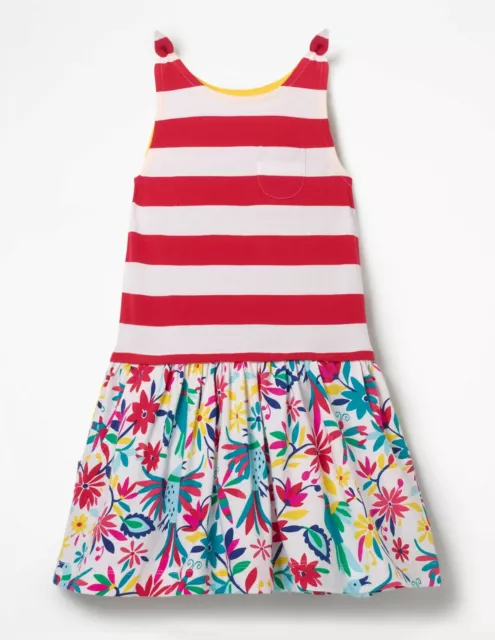 Nuovo abito da ragazza Hotch Potch rosso onda floreale ex mini boden fiocco estivo prezzo di ricambio £20