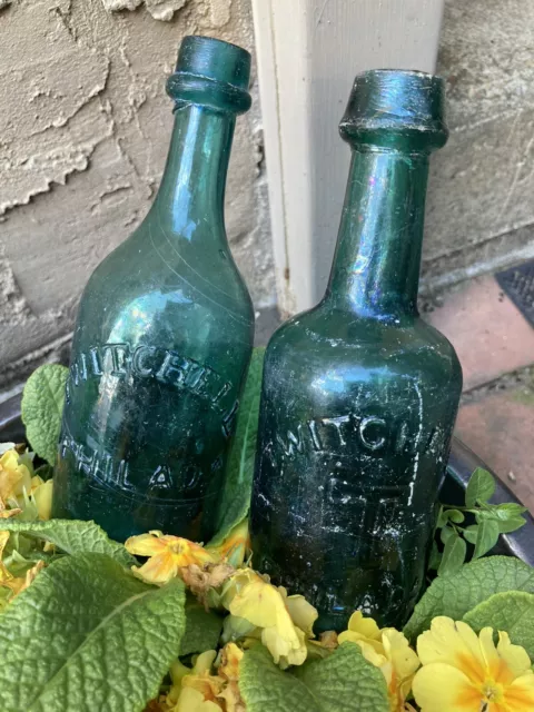 antique bottles pre 1900 pontil pontiled green mineral beer twitchell philly