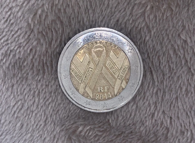 Pièce de 2 Euros Commémorative  RF 2014 SIDA - Très Rare En Très Bonne État
