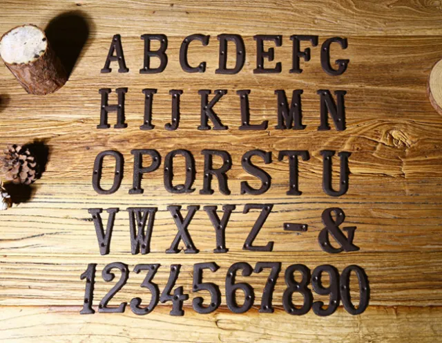 Set Cast Wrought Iron House Door Address Alphabet Letters Numbers